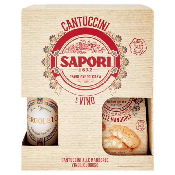 Sapori Cantuccini Toscani IGP alle Mandorle 175 g + Vino Liquoroso Pergoleto 375 ml