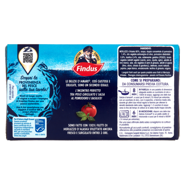Capitan Findus Delizie D'Amare Merluzzo Grigliato in salsa al pomodoro e basilico 250 g