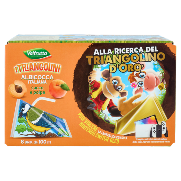 Valfrutta i Triangolini Albicocca Italiana succo e polpa Brik 8 x 100 ml