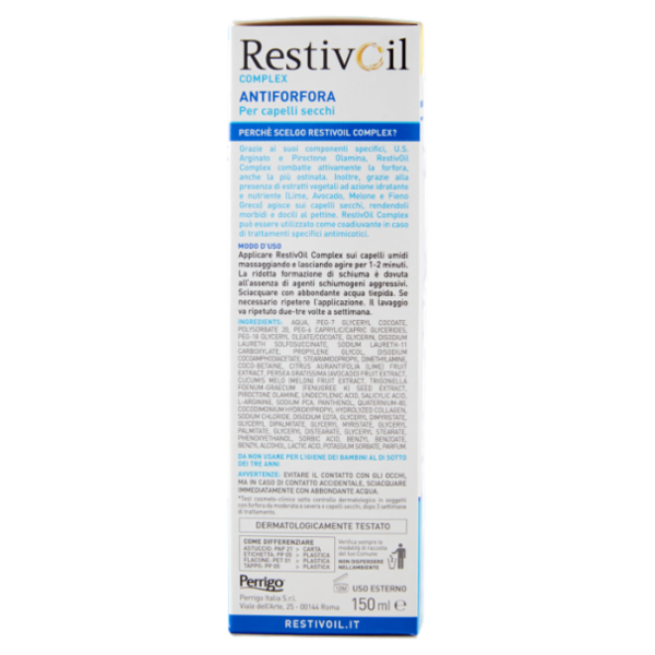 RestivOil Complex Olio-Shampoo per Cute Sensibile Antiforfora 150 ml