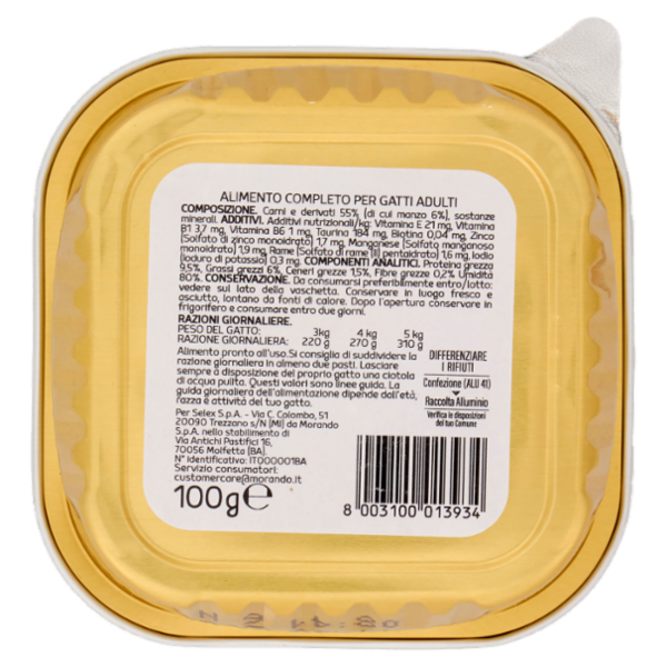 Selex Amico Mio Paté per Gatto con Manzo 100 g