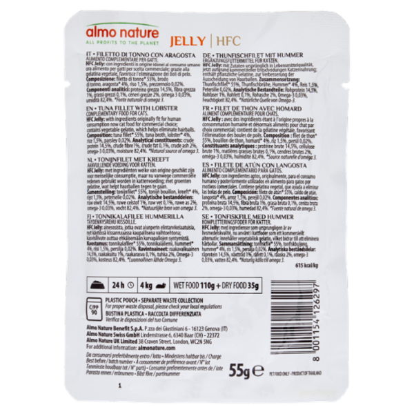 almo nature HFC Adult Cat Jelly Filetto di Tonno con Aragosta 55 g