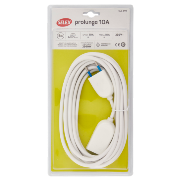 Selex Prolunga Spina 10A + Presa 10A(Ita) Bianco 5 m