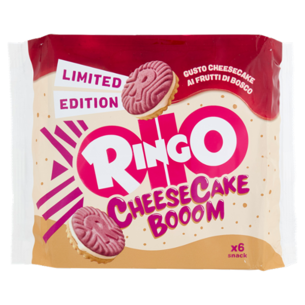 Ringo Cheesecake Biscotto Gusto Cheesecake ai Frutti di Bosco Limited Edition Snack 6 Porzioni 165g