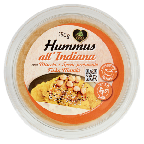 io VEG Hummus all'Indiana con Miscela di Spezie profumate Tikka Masala 150 g
