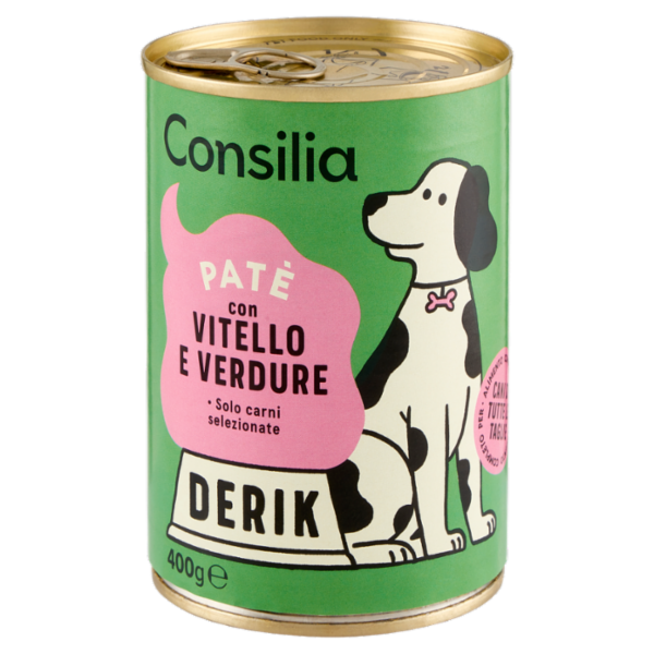 Consilia Derik Paté per Cane con Vitello e Verdure 400 g