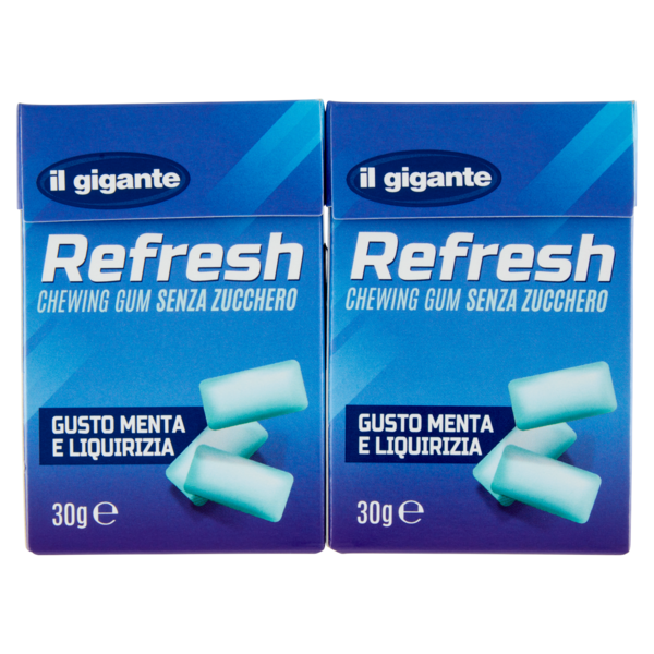 IL GIGANTE Refresh Chewing Gum Senza Zucchero Gusto Menta e Liquirizia 2 x 30 g