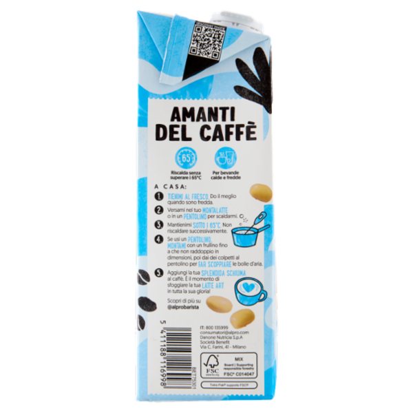 Alpro Barista Soia, Bevanda Vegetale, Schiuma Perfetta, Senza Lattosio, Senza Conservanti, 1l