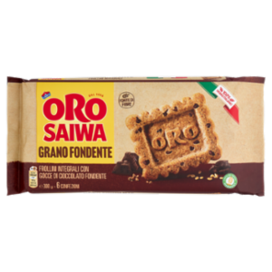 Oro Saiwa Grano Fondente - Frollini Integrali Con Gocce Di Cioccolato Fondente - 300g