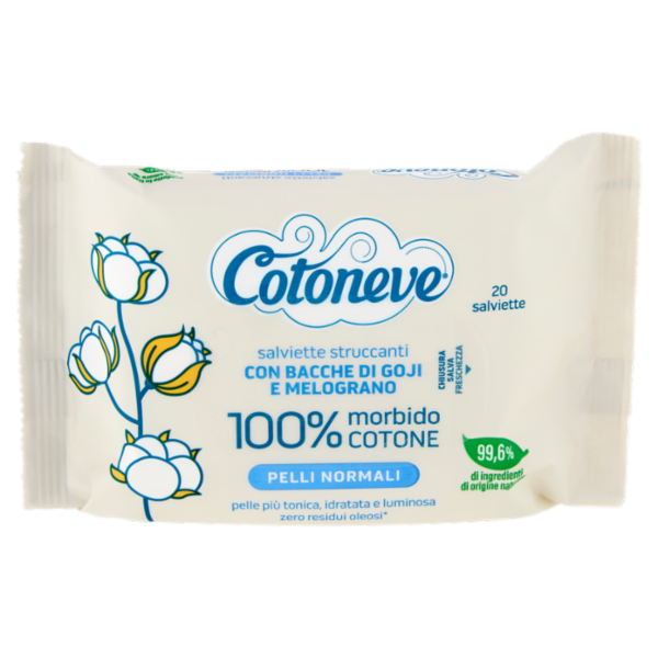 Cotoneve salviette struccanti con Bacche di Goji e Melograno Pelli Normali 20 pz