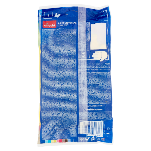 Vileda guanti casalinghi Super Universal in lattice, super grip antiscivolo, taglia L
