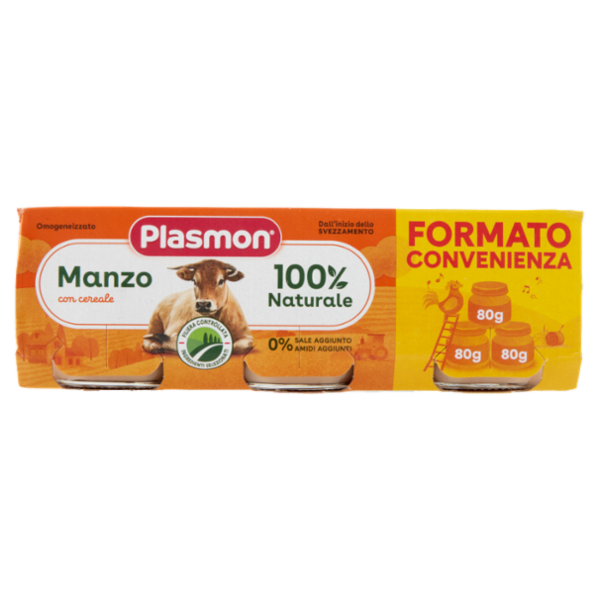 Plasmon Omogeneizzato Manzo con cereale 3 x 80 g