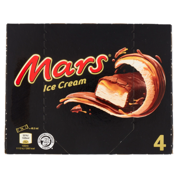 Mars Barretta Gelato al cioccolato e caramello, Multipack da 4 x 40 g