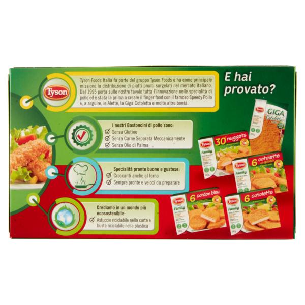 Tyson Bastoncini con Tenero Petto di Pollo Cotti e Surgelati 10 Bastoncini 240 g