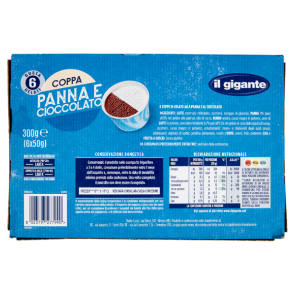 IL GIGANTE Coppa Panna e Cioccolato 6 x 50 g