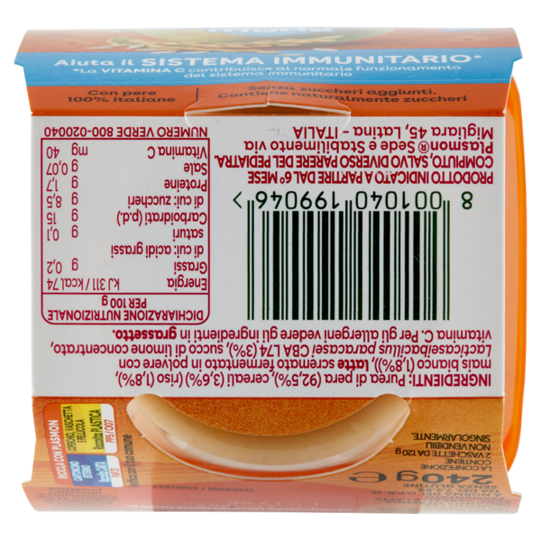 Plasmon la Merenda dei bambini Pera e Cereali 2 x 120 g