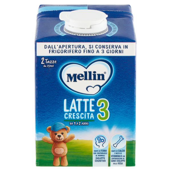 MELLIN 3 - Latte di Crescita Liquido, dal 12° mese compiuto al 24°, Fonte di Ferro, 500ml