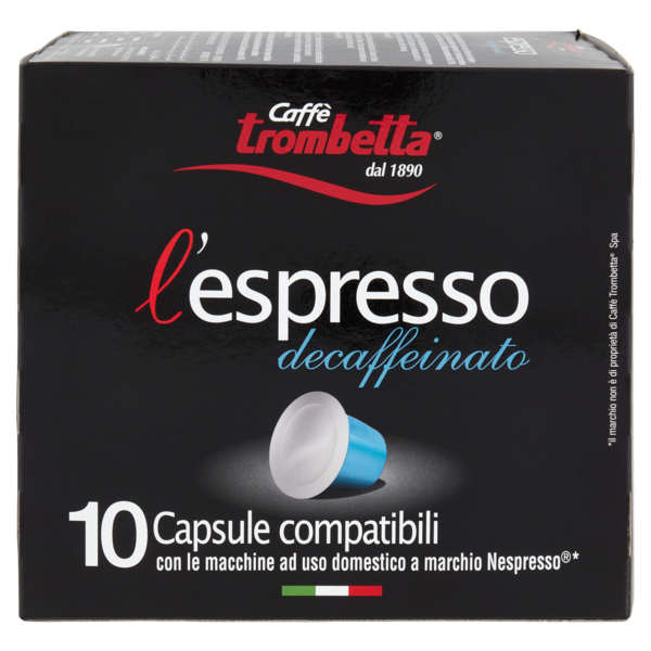 Caffè trombetta l'espresso decaffeinato 10 Capsule compatibili Nespresso* 55 g
