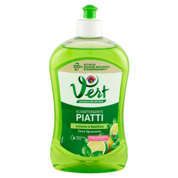 Vert di Chanteclair Ecodetergente Piatti Limone e Basilico 500 ml