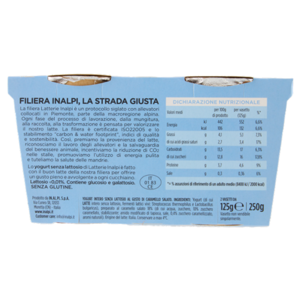 Latterie inalpi Yogurt Avvolgente al Caramello Salato Senza Lattosio 2 x 125 g