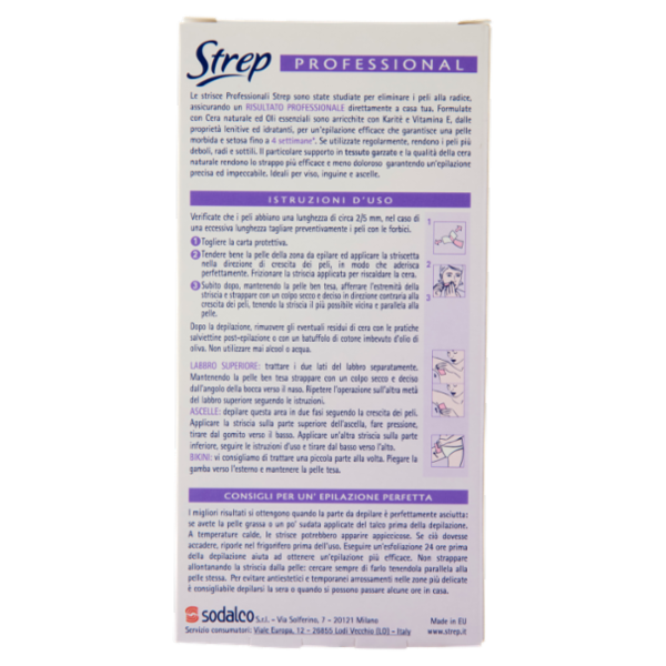 Strep Professional Strisce Depilatorie Viso e Parti Delicate 10 Strisce + 3 Salviettine