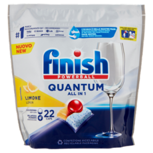 Finish Quantum All In One Lemon Pastiglie Lavastoviglie 22 Lavaggi 228,8 Gr