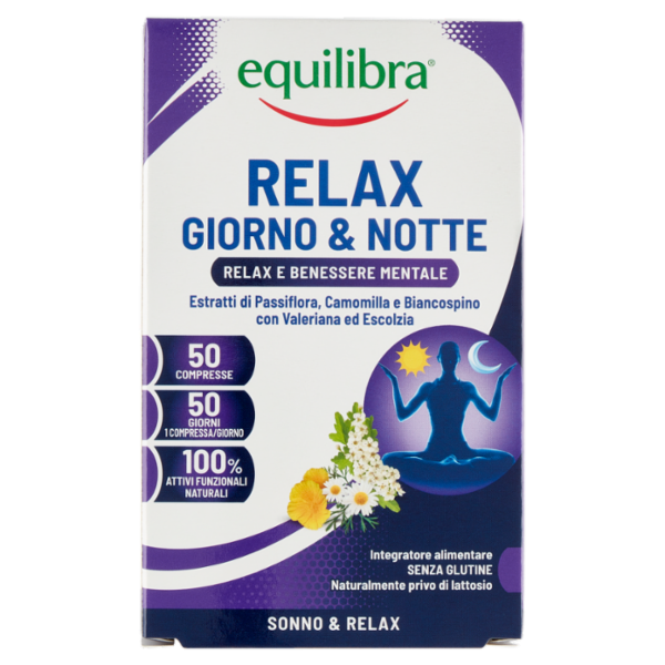 equilibra Relax Giorno & Notte Relax e Benessere Mentale 50 Compresse 20,5 g