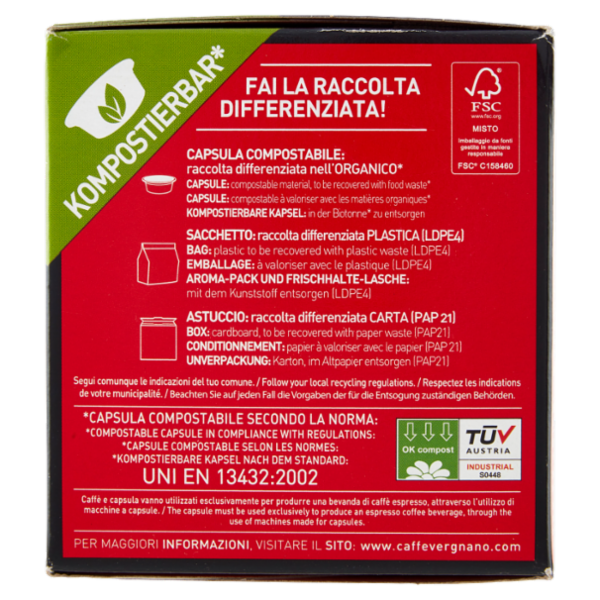 Caffè Vergnano 1882 Cremoso Compostabile** Capsule Compatibili Lavazza a Modo Mio* 16 x 7,5 g