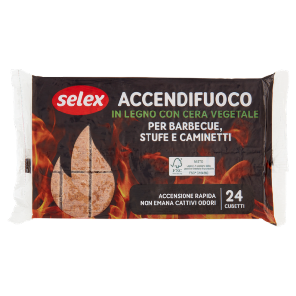 Selex Accendifuoco Cubetti Ecologico 24 pezzi