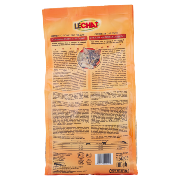 LeChat Croccantini con Carne Fresca Pollo e Tacchino 1,5 kg