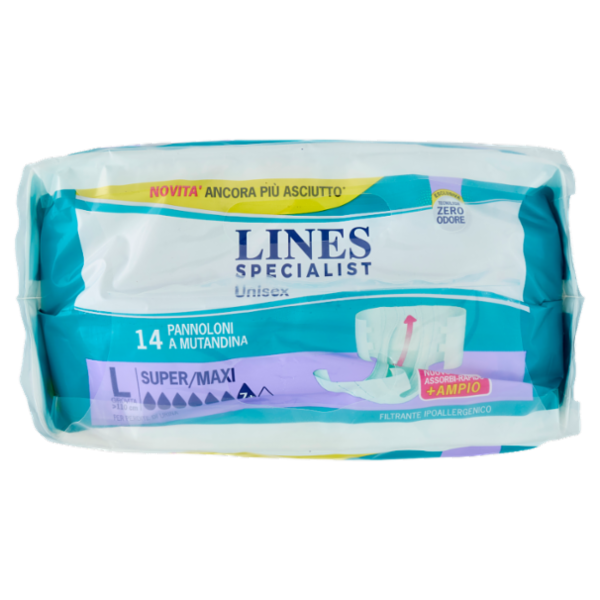 Lines Specialist Unisex Pannoloni a Mutandina L Super/Maxi 14 pz