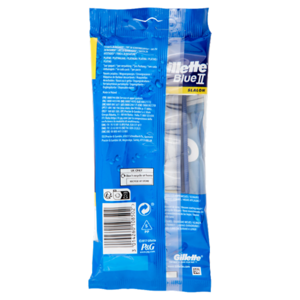 Gillette Blue II Slalom Rasoio da Uomo Usa e Getta a 2 Lame con Testina Oscillante 5 Rasoi