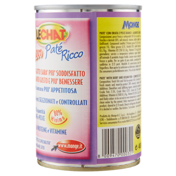 LeChat Paté Ricco con Orata e Pesce Bianco 400 g