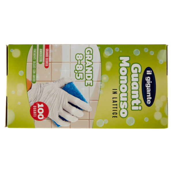 IL GIGANTE Guanti Monouso in Lattice Grande 8 - 8,5 100 Guanti