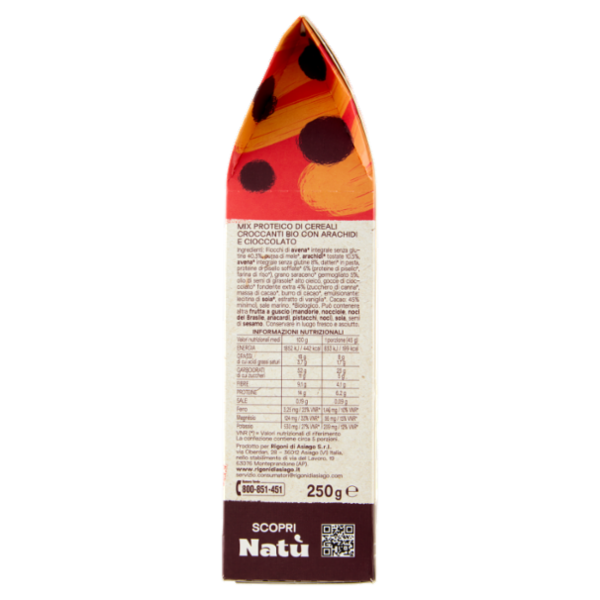 Rigoni di Asiago Natù Fonte di Proteine Vegetali Granola Arachidi e Cioccolato bio 250 g