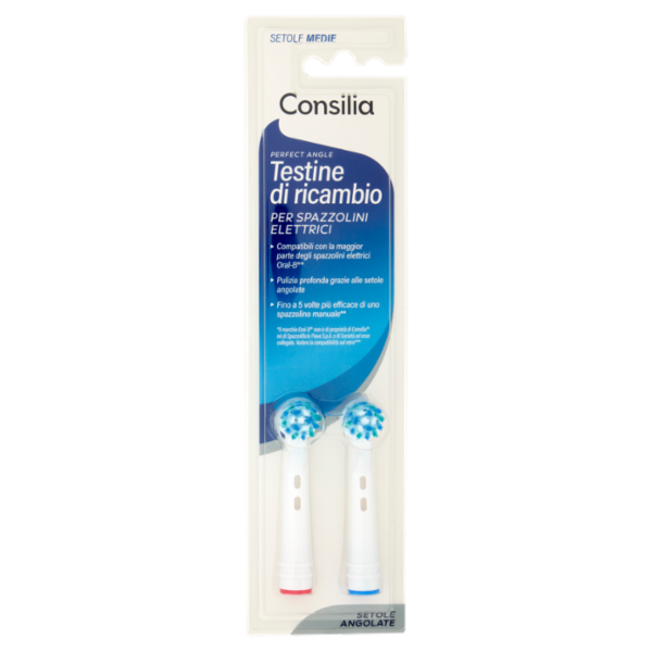 Consilia Testine per Spazzolini Elettrici Compatibili Oral-B Perfect Angle 2 pezzi
