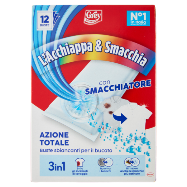 GREY l'Acchiappa & Smacchia Azione Totale Bianchi Buste 12 x 30 g