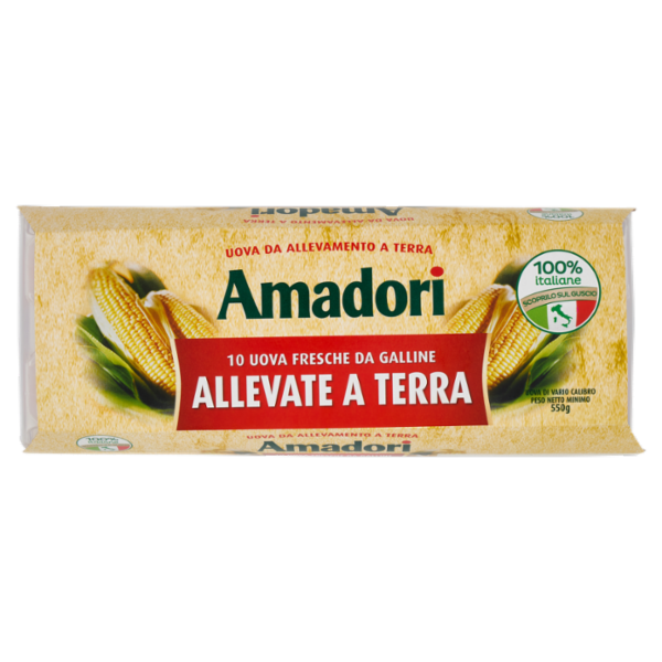 Amadori 10 Uova Fresche da Galline Allevate a Terra 550 g