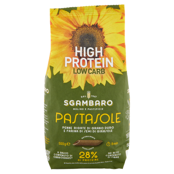 Sgambaro Pastasole Penne Rigate di Grano Duro e Farina di Semi di Girasole N°91 500 g