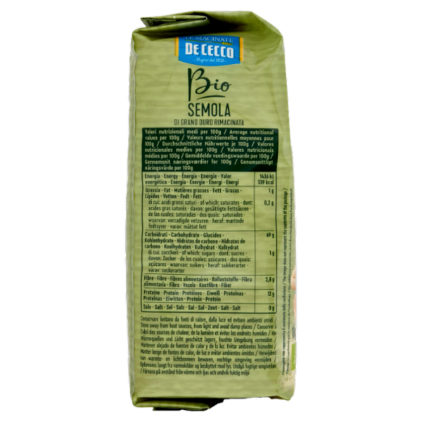 De Cecco Le Macinate Bio Semola di Grano Duro Rimacinata 1 Kg