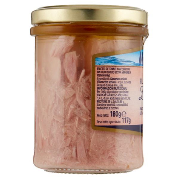 Mareblu Leggeri Filetti di Tonno in Acqua con un Filo d'Olio Extra Vergine di Oliva 180 g