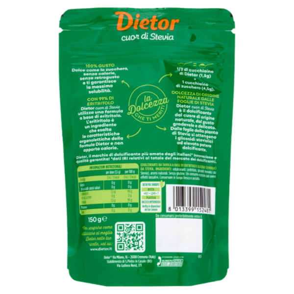 Dietor cuor di Stevia Zero Calorie 150 g