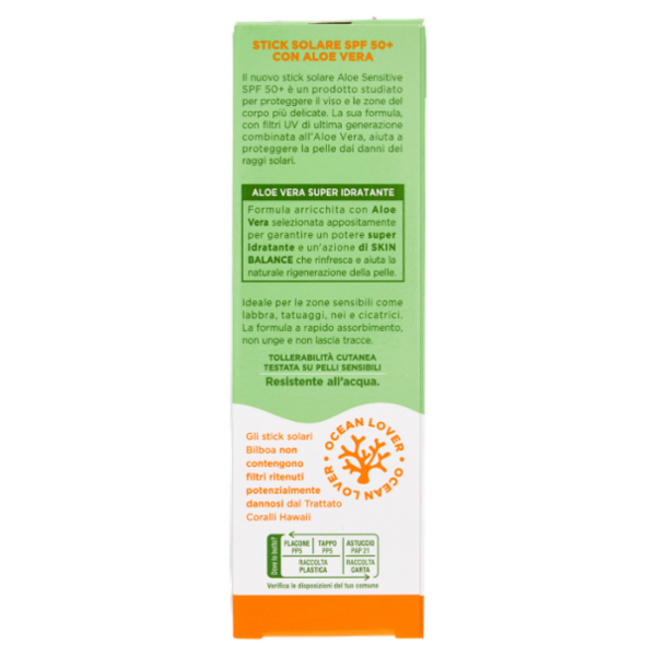Bilboa Aloe Sensitive Stick Solare 50+ Molto Alta 12 ml
