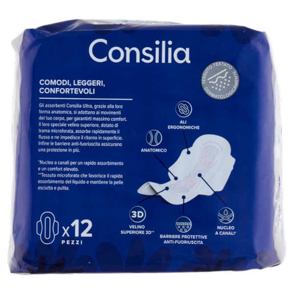 Consilia Assorbenti Ultra Notte con Ali 12 pezzi
