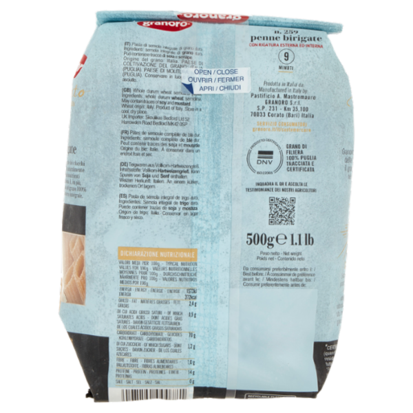 granoro Dedicato integrale n.259 penne birigate 500 g