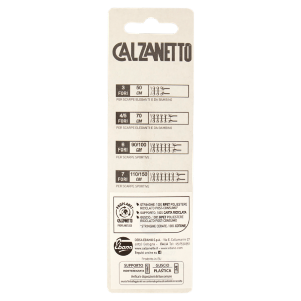 Calzanetto Stringa piatta 110 cm Bianco 1 Paio