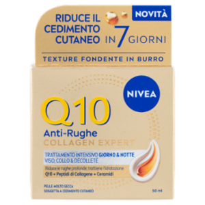 Nivea Q10 Anti-Rughe Collagen Expert Trattamento Intensivo Giorno&Notte Viso, Collo, Décolleté 50 Ml