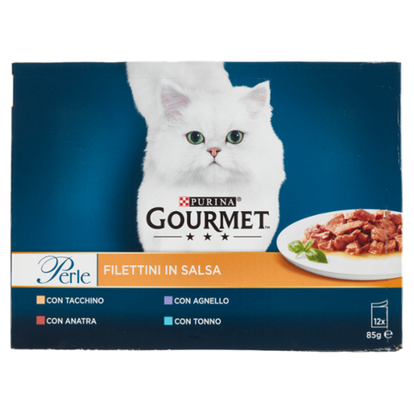 PURINA GOURMET Perle Filettini in Salsa Tacchino / Anatra / Agnello / Tonno 12 x 85 g