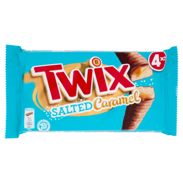 Twix Snack al Cioccolato con Caramello Salato, 4 Barrette x 46g