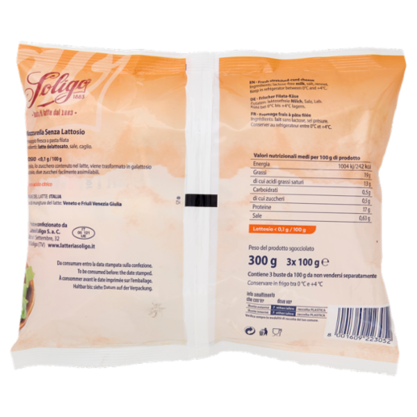Latteria Soligo Mozzarella bocconcino Senza Lattosio 3 x 100 g